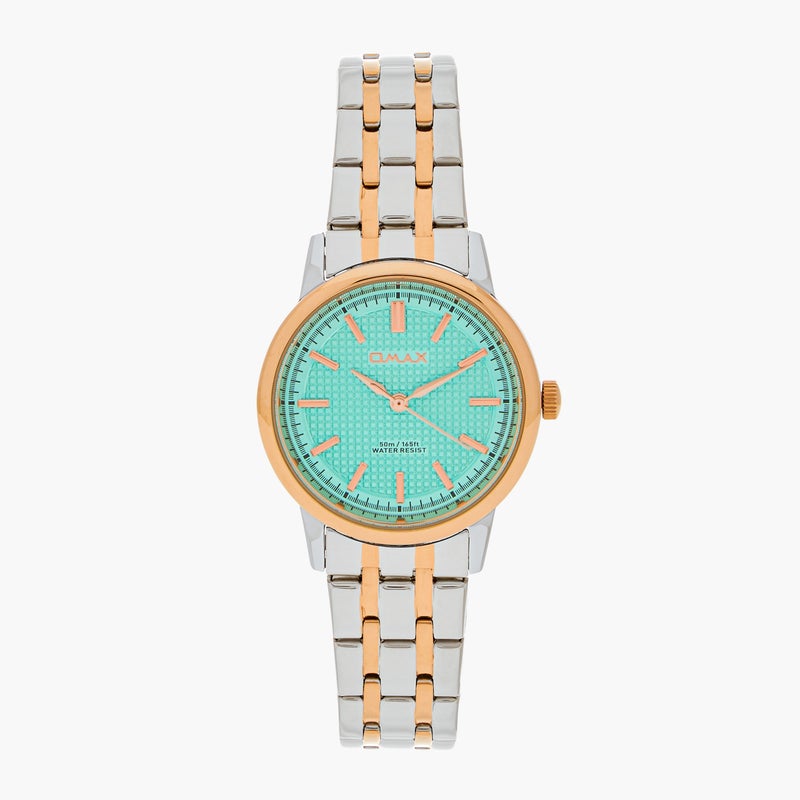 OMAX ساعة أومكس النسائية التناظرية باللونين الذهبي والفضي - Image 1